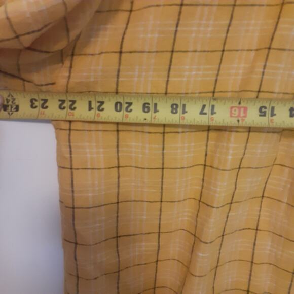 Old Skool OS Short Sleeve Button Up Shirt Mens M Yellow Linen Blend Collared - Picture 6 of 7